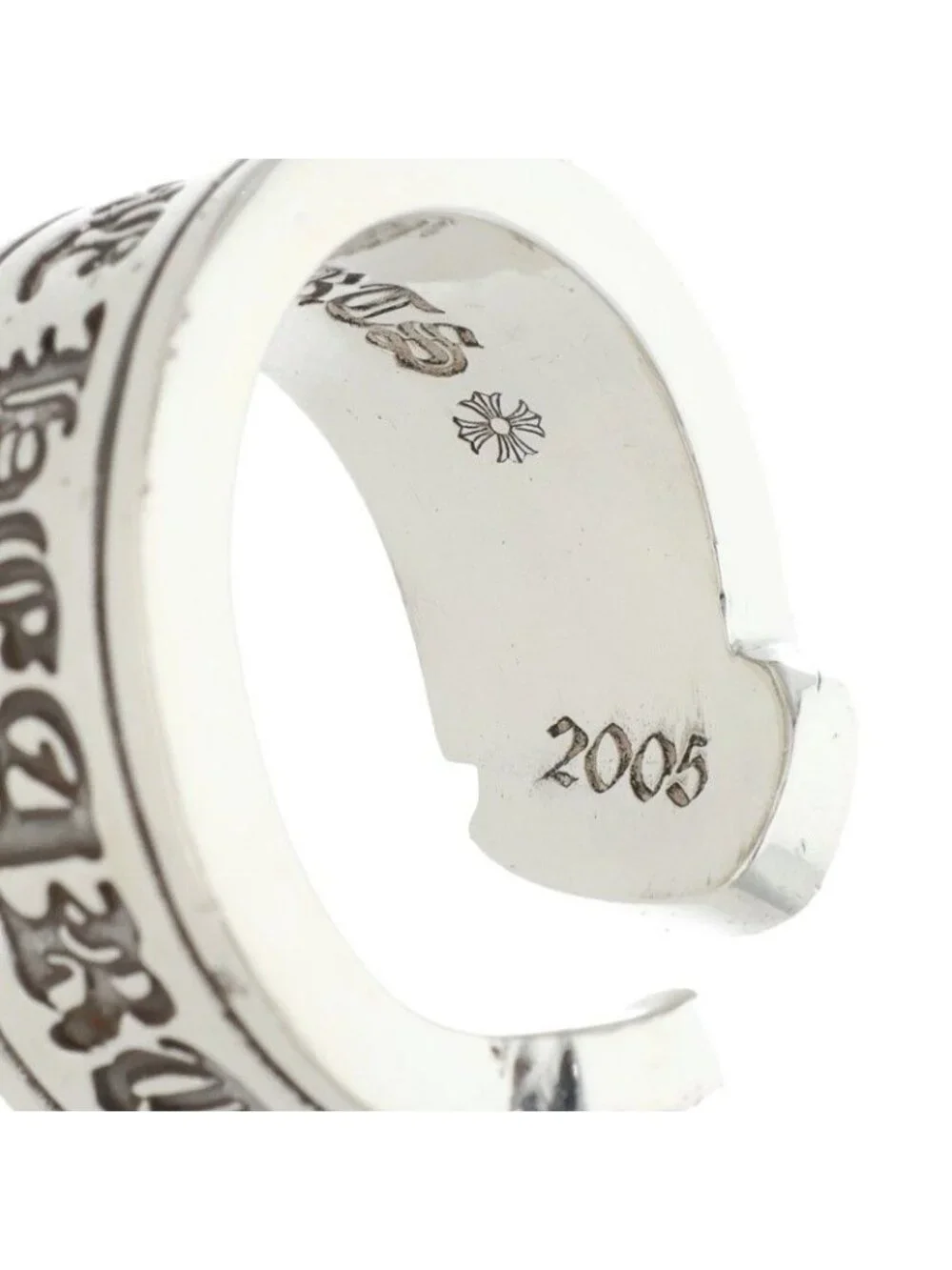Chrome Hearts LG Scroll Label Large Silver Ring